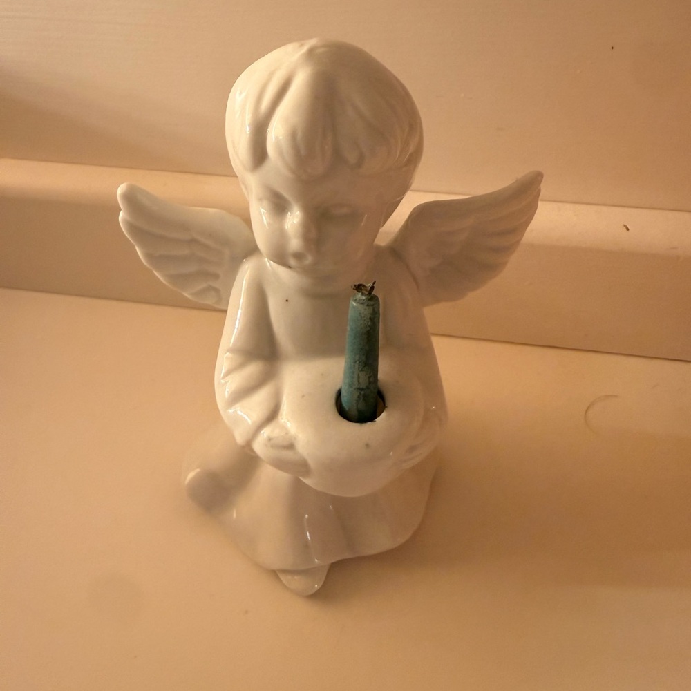 Vintage White Angel Candle Holder